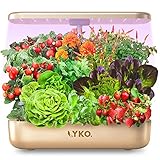 Hydroponics Growing System 12 Pods,LYKO Indoor Garden w/Full-Spectrum 36W Grow Light,Indoor Herb Garden Automatic Timer,Height Adjustable(7'' to 19.4''),3.5L Water Tank for Kitchen,Sunset Gold