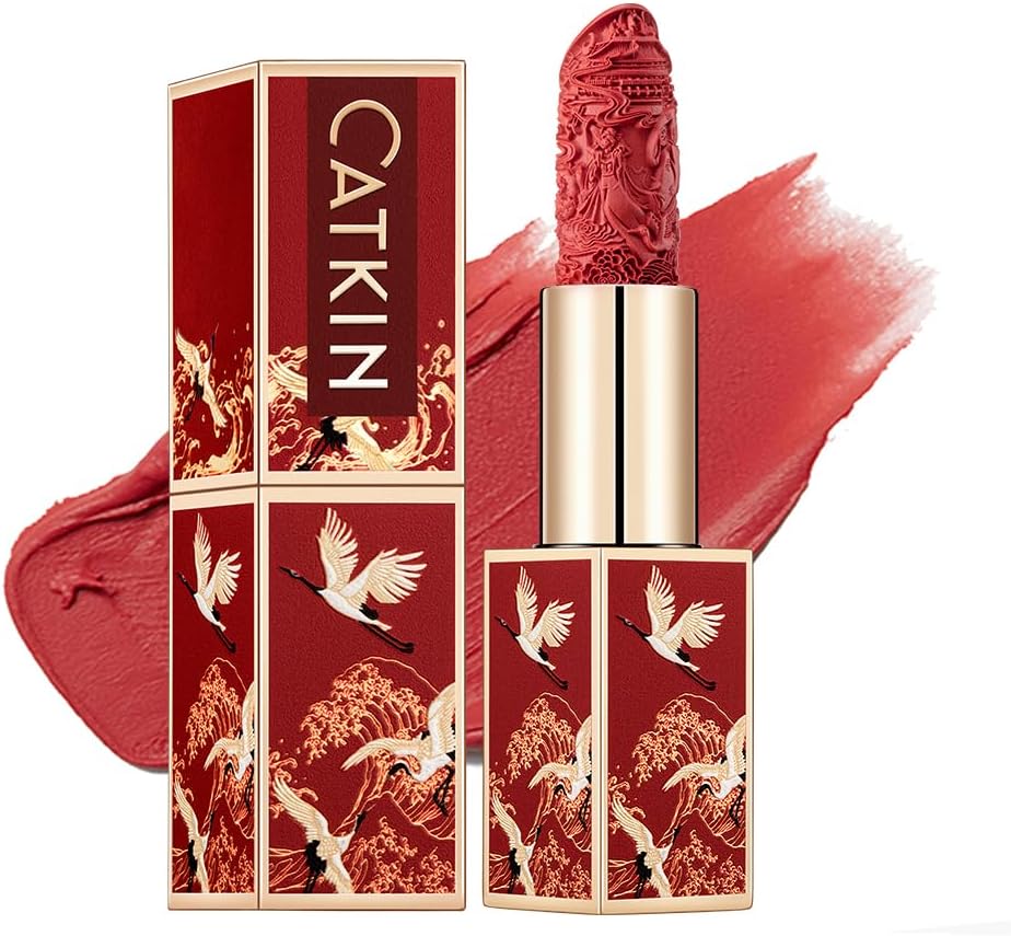 CATKIN Red Lipstick, Semi-Matte, Long Lasting, High Impact, Moisturizing Formula, enriched with Avocado Oil and Vitamin E, 3.2g