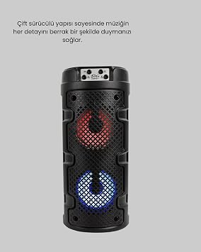 Taşınabilir Bluetooth Hoparlör Çift Sürücü Güçlü Bas HD Ses Çoklu Bağlantı