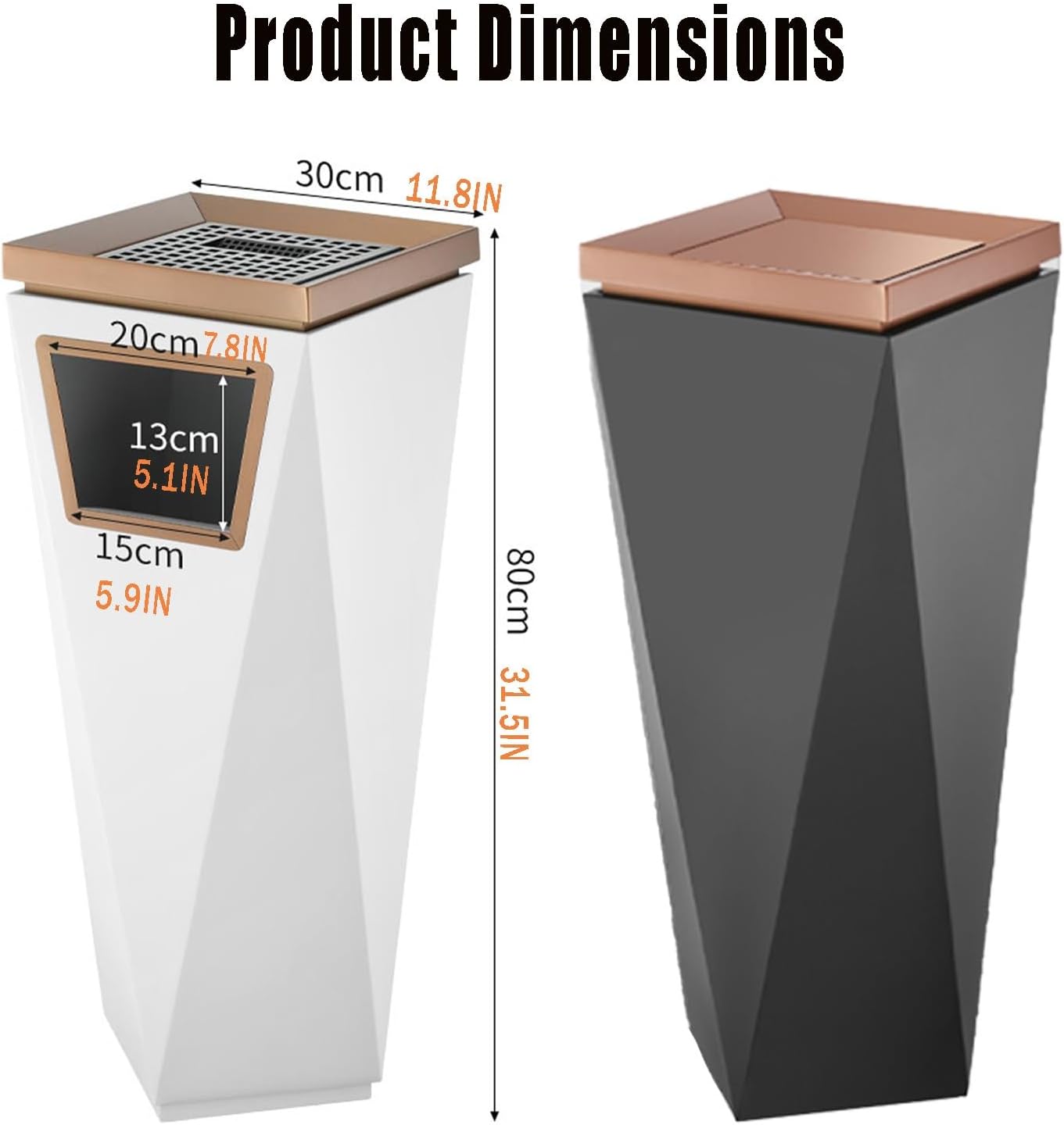 Standing Ashtray, Stainless Steel Trash Can Ashtray, Commercial Cigarette Butt Collector, Suitable For Patios, Gardens, Hotels, And Restaurants(White)