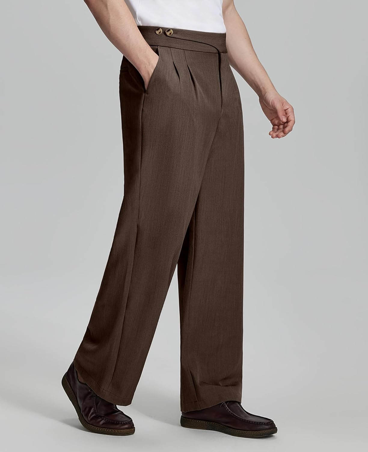 Susclude Mens Baggy Dress Pants Old Money Vintage Pleated Wide Leg Pants Summer Casual Slacks Relaxed Fit Trousers - Image 2