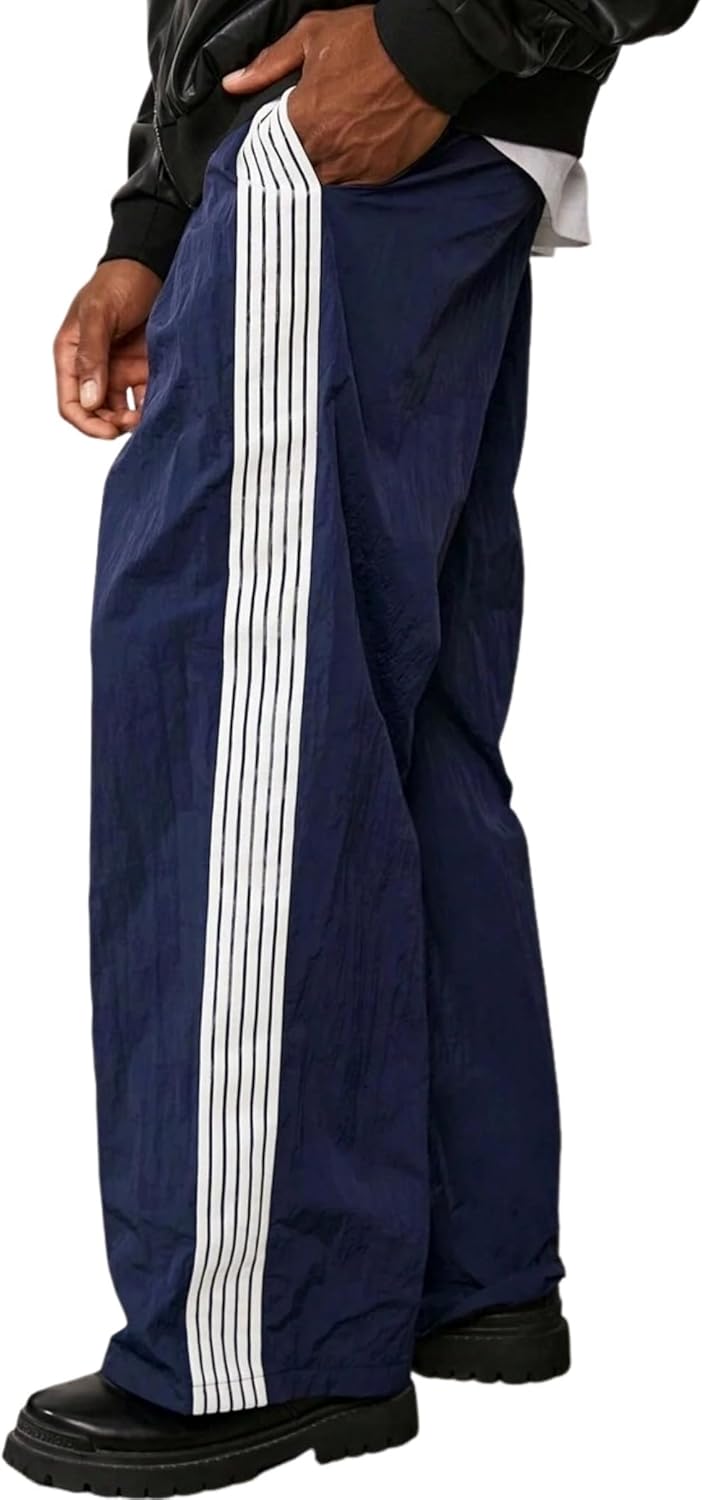 ZAFUL Men's Baggy Track Pants Y2K Streetwear Pants Drawstring Letter Pockets Casual Lounge Trousers