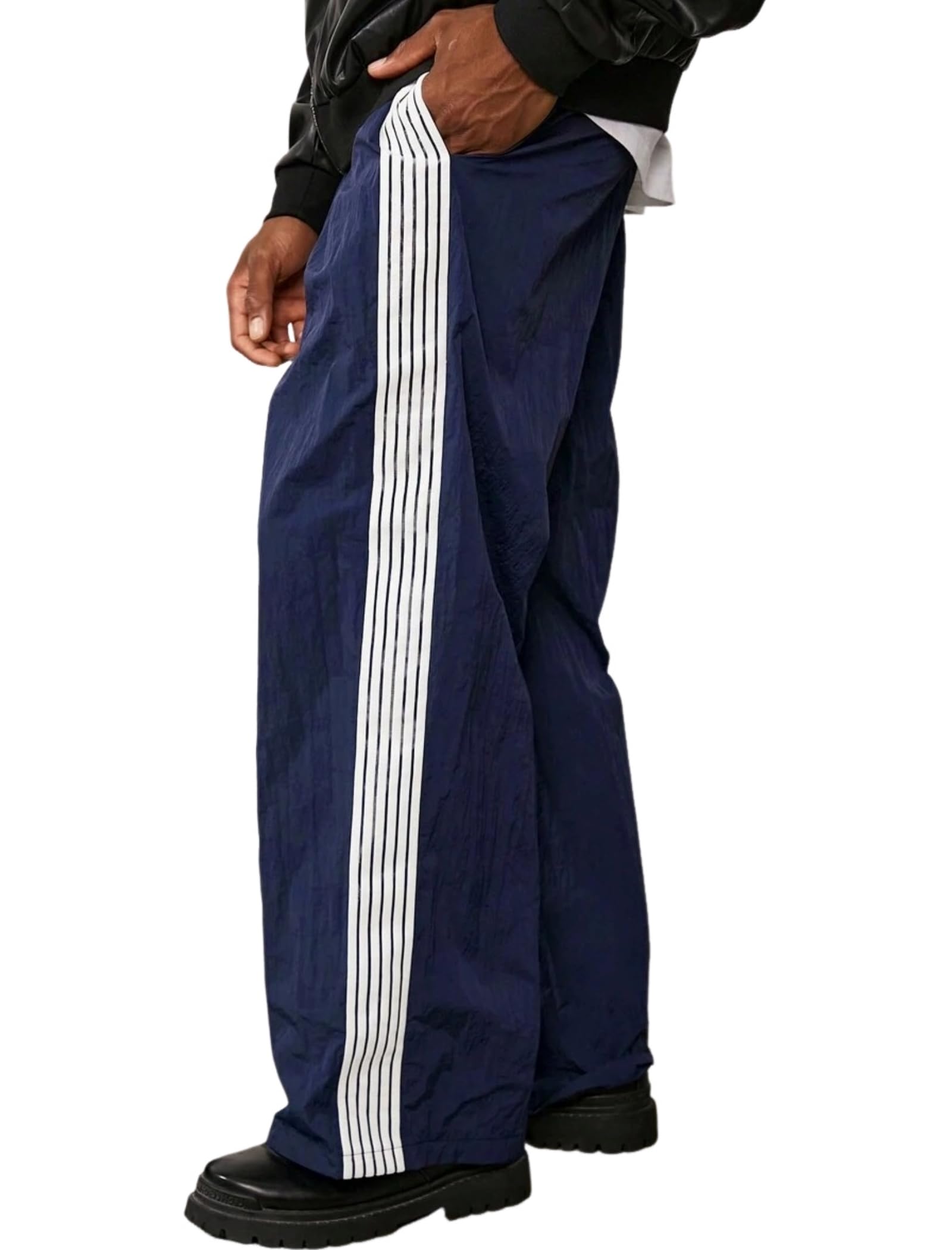 ZAFUL Mens Baggy Track Pants Y2K Streetwear Pants Drawstring Letter Pockets Casual Lounge Trousers