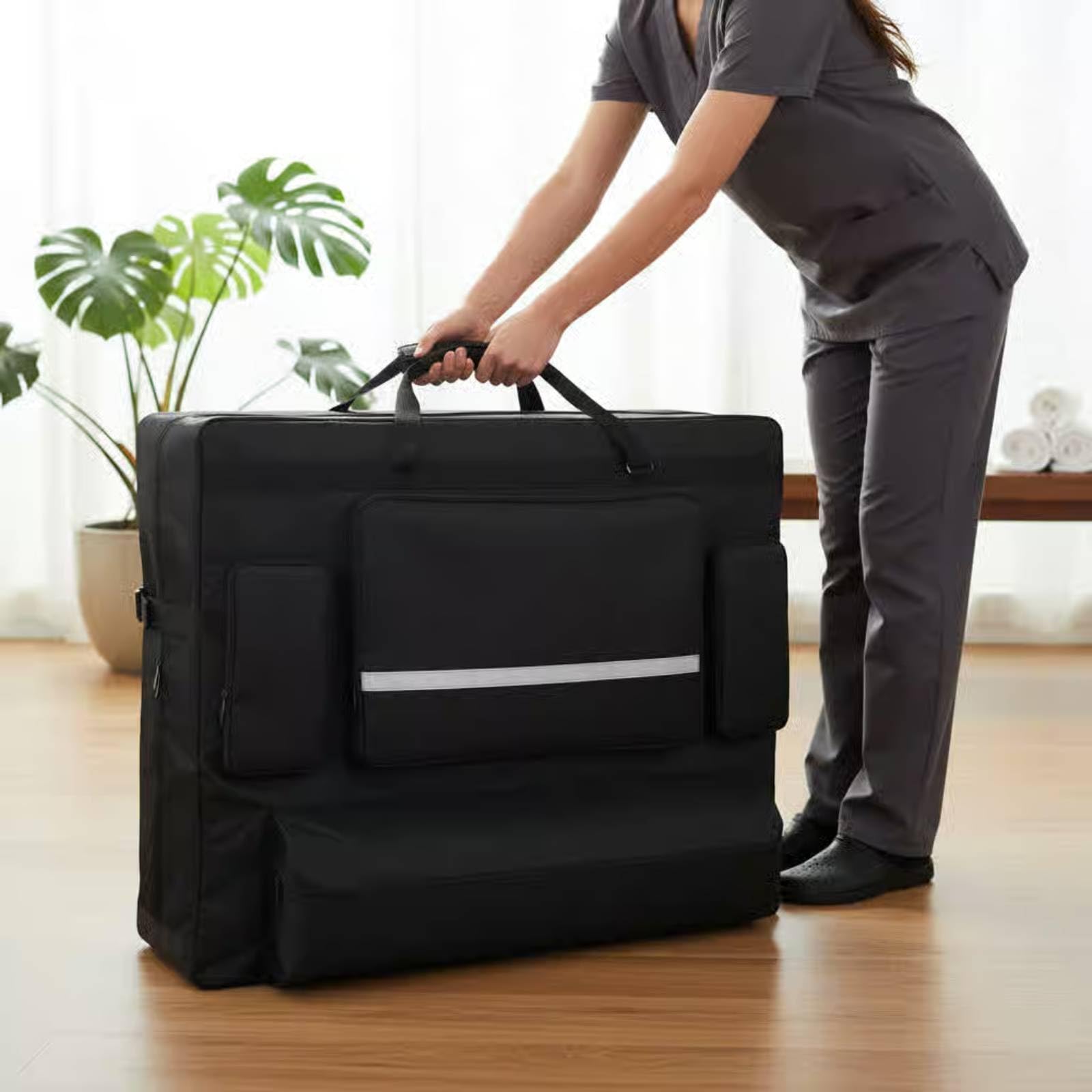 harayaa Massagebett Tragetasche Aufbewahrungstasche Transporttasche Polyester mit Reißverschluss Und Tragegriffen mit Zubehörfächern Und Riemen für Therapeuten Haus Unterwegs