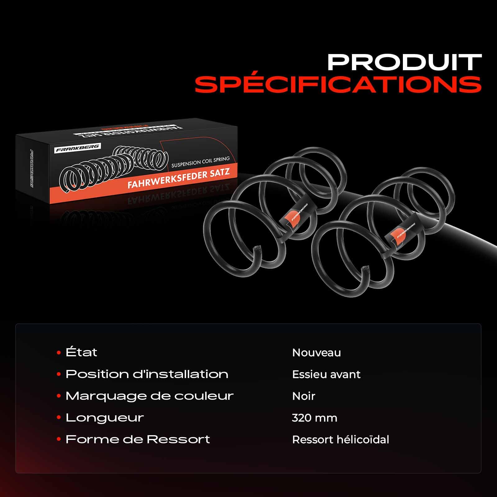 Frankberg 2 ressorts de suspension pour essieu avant 5Q0411105GL