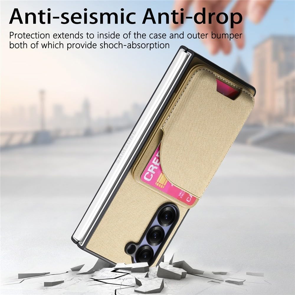 Generic Custodia compatibile con Samsung Galaxy Z Fold 4 (colore: verde) Custodia a portafoglio magnetica in pelle staccabile in tela rigida