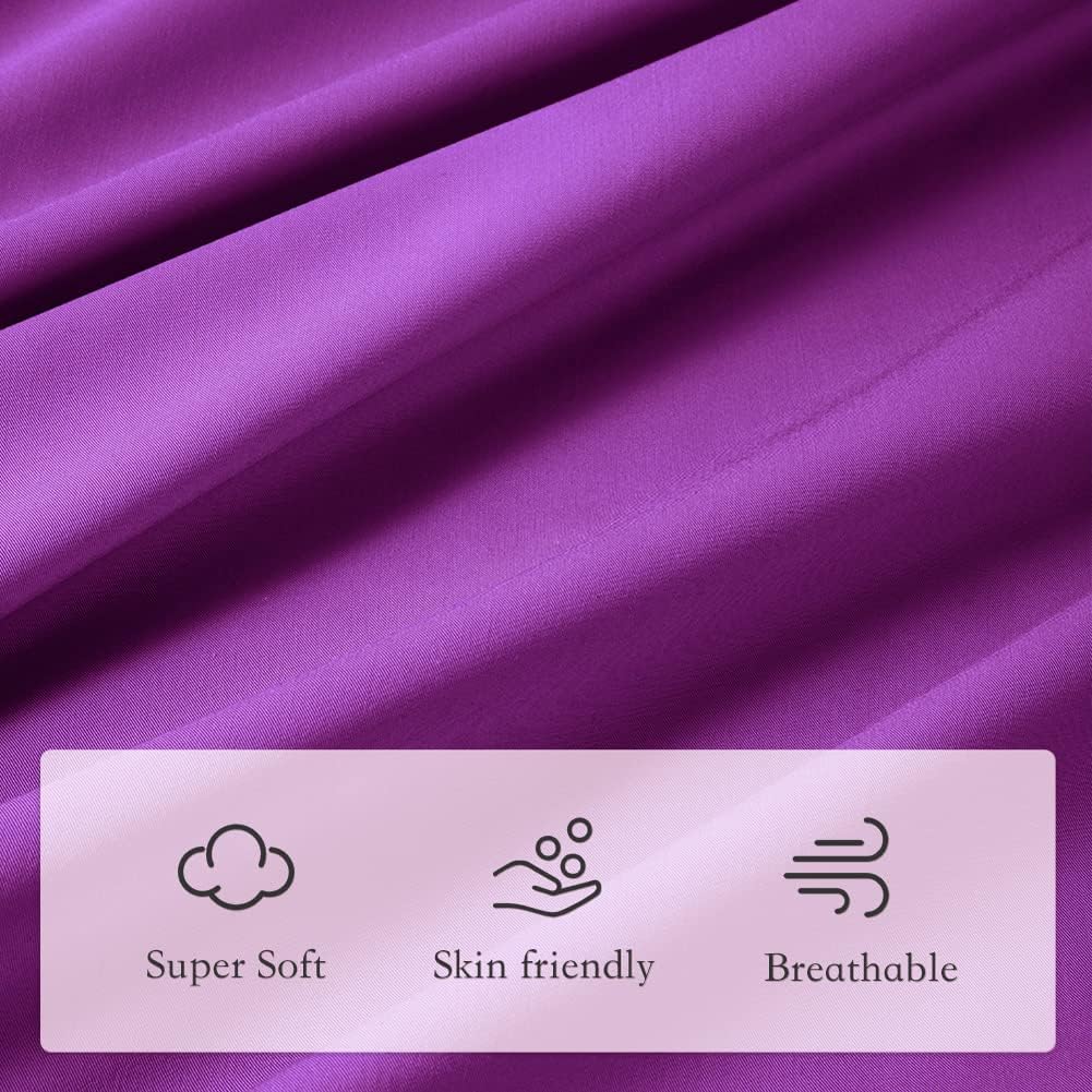 LIANLAM Twin Bed Sheets Set - Super Soft Brushed Microfiber 1800 Thread Count - Breathable Luxury Egyptian Sheets 16-Inch Deep Pocket - Wrinkle and Hypoallergenic-3 Piece(Twin, Purple)