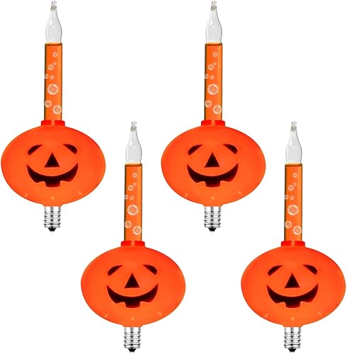 Miniatura 8 de PASUTO Cadena de luces de burbujas de calabaza de Halloween, 7 pies, linterna de Halloween vintage con 7 luces de burbujas líquidas naranjas, luces