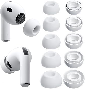 5 Pairs Replacement Ear Tips Compatible with AirPods Pro 3, Soft Silicone Earbud Caps with Integrated Mesh Screen, Noise Isolating & Secure Fit Design,XXS/XS/S/M/L Multi-Size Pack for Daily