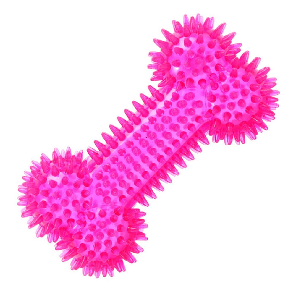 JQCUJQA Dog Squeaky Bone Chew Toy for Aggressive Chewers Durable Dog Rubber Bone Toy Dogs Teeth Cleaning and Training (Rose Pink)