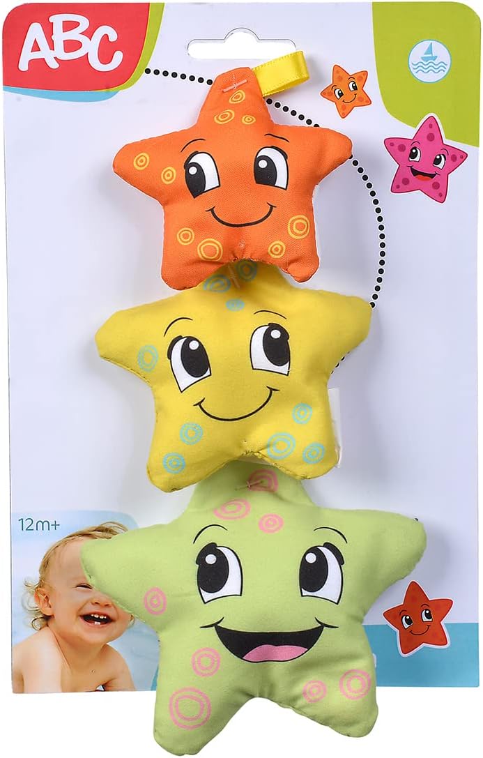 Simba 104010071 - ABC Soft Starfish Toy for Babies - Polystyrene Filled Stars - 3 Pieces, from 6 Months