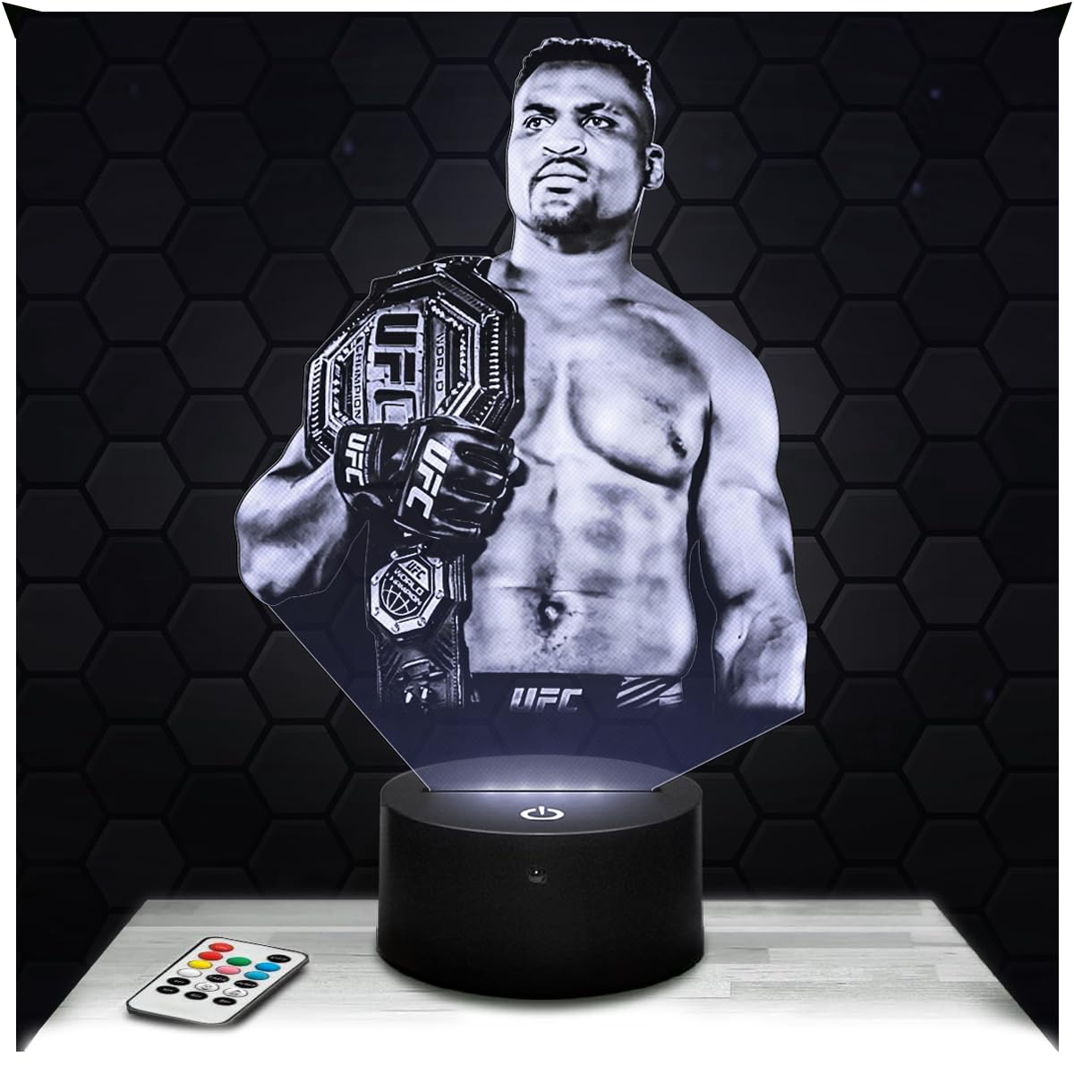 Lampephoto.fr - Francis Ngannou The Predator MMA 3D Lamp Decoration Mixed Martial Arts. Gift idea for Men Francis Ngannou The Predator MMA Adult Night Light Room Decor, Original Christmas, Gift idea