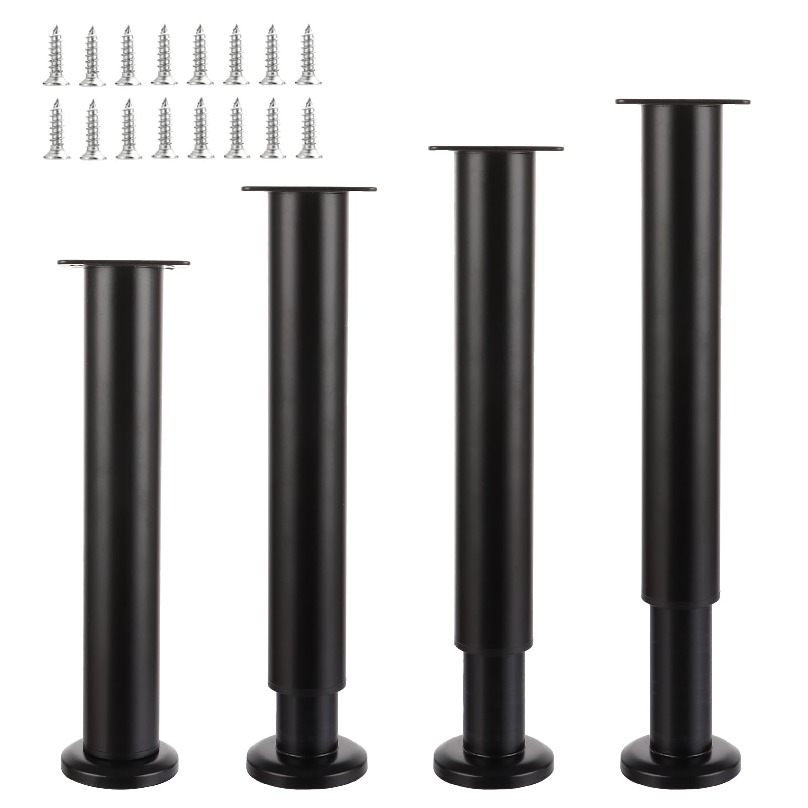 SHUESS 8 patas para muebles de metal, 25 – 42 cm, ajustables, color negro, altura ajustable, patas para muebles, para armario de TV, sofá, silla de baño, etc