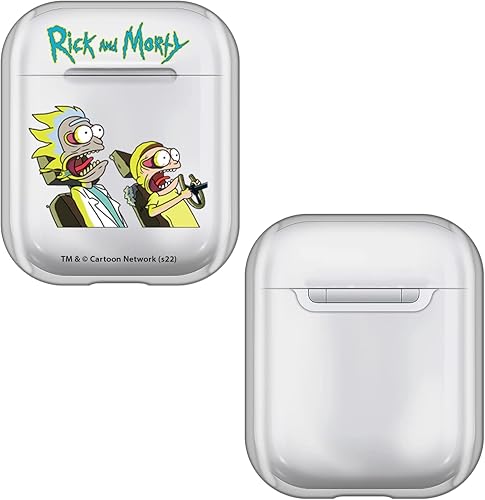 Head Case Designs Carcasa de cristal duro transparente con licencia oficial de Rick and Morty compatible con Apple AirPods 1 1 generación  2 2