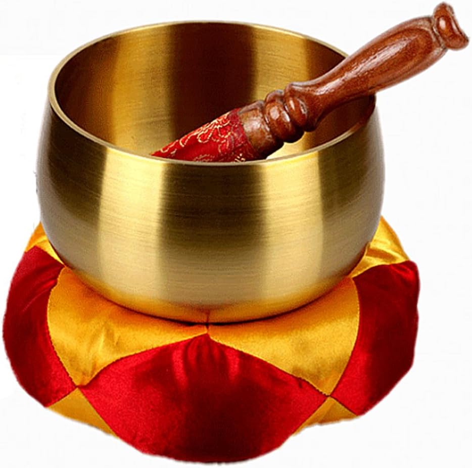 Tibetan Singing Bowl Set 200 g 9 cm Meditation Om Mani Singing Bowl Vibration Hand Hammered Metal Singing Bowl Set from Nepal for Meditation, Prayer, Yoga and Healing