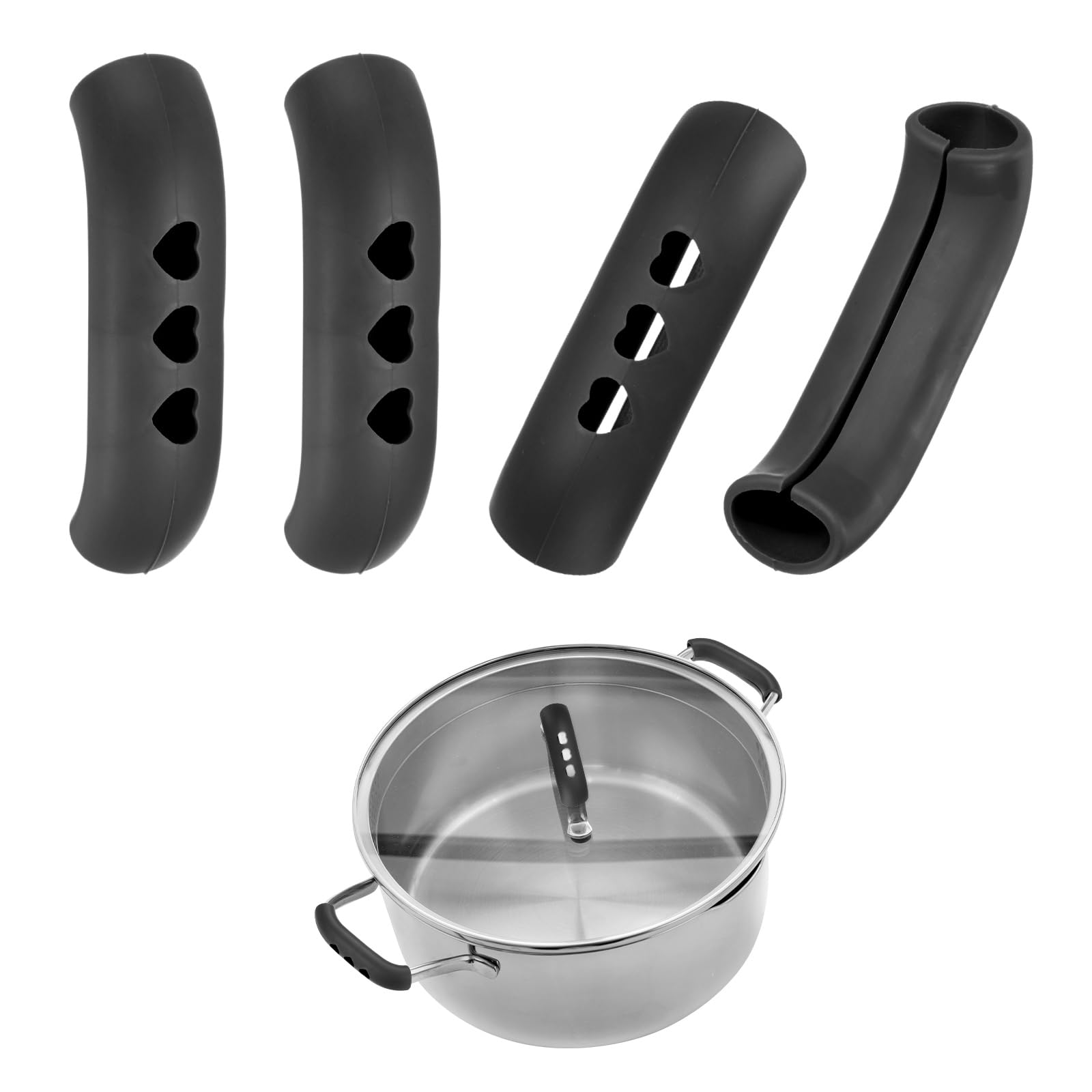 M METERXITY 4-Pack Silicone Assist Handle Holder Grip, Black