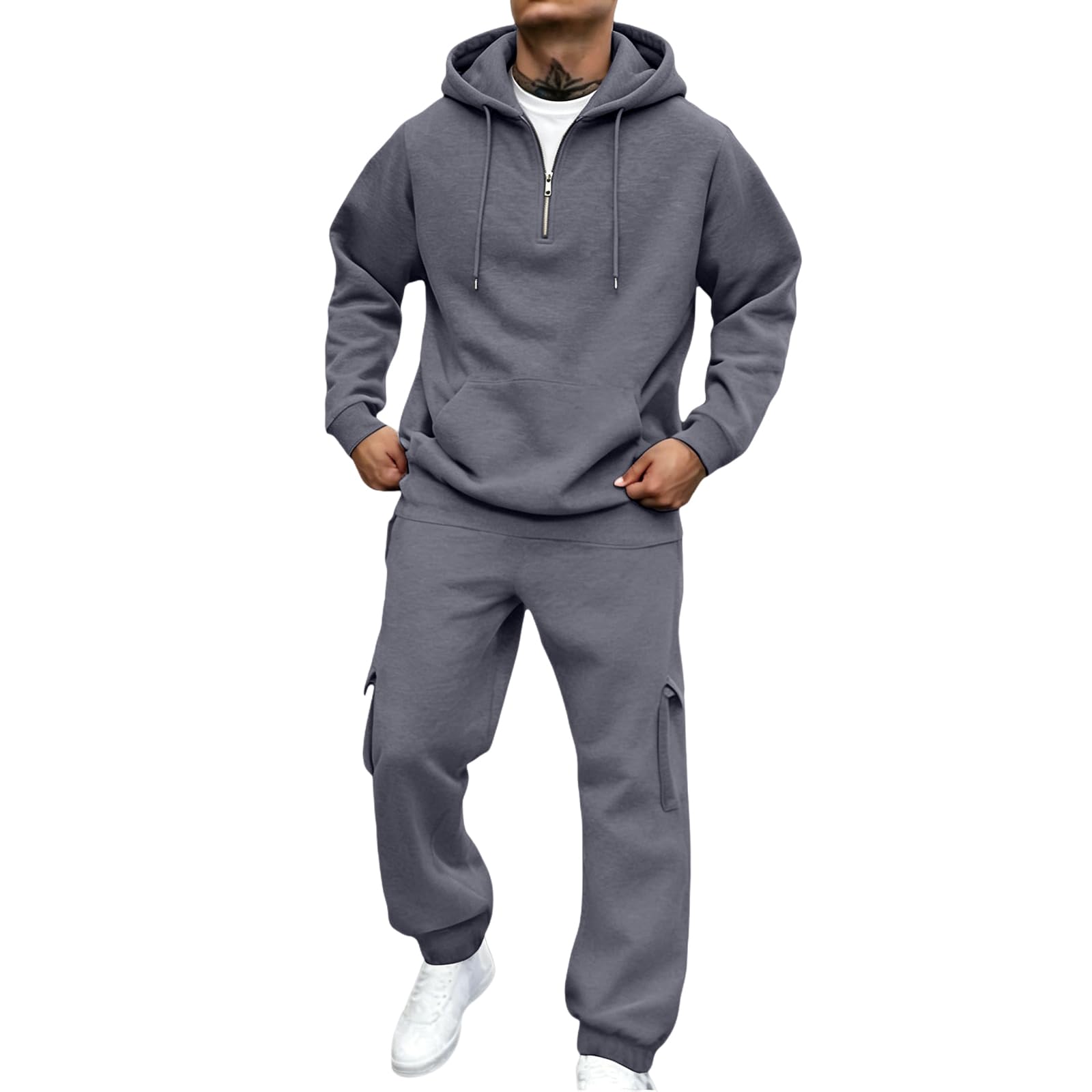 Mens Sweat Suits 2 Piece 1/4 Zip Hoodie and Sweatpants Set