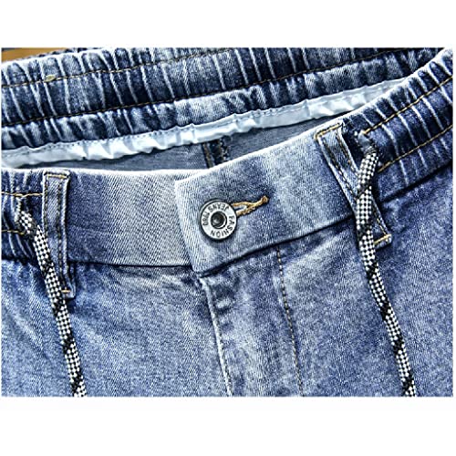 Jean bleu clair denim stretch style haren décontracté avec cordon de serrage - 7