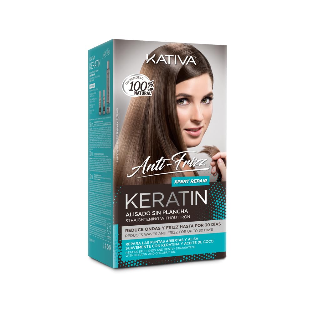 KATIVA Keratin Anti-frizz Alisado Sin Plancha Repara Puntas 30 Dias, 3 Unités