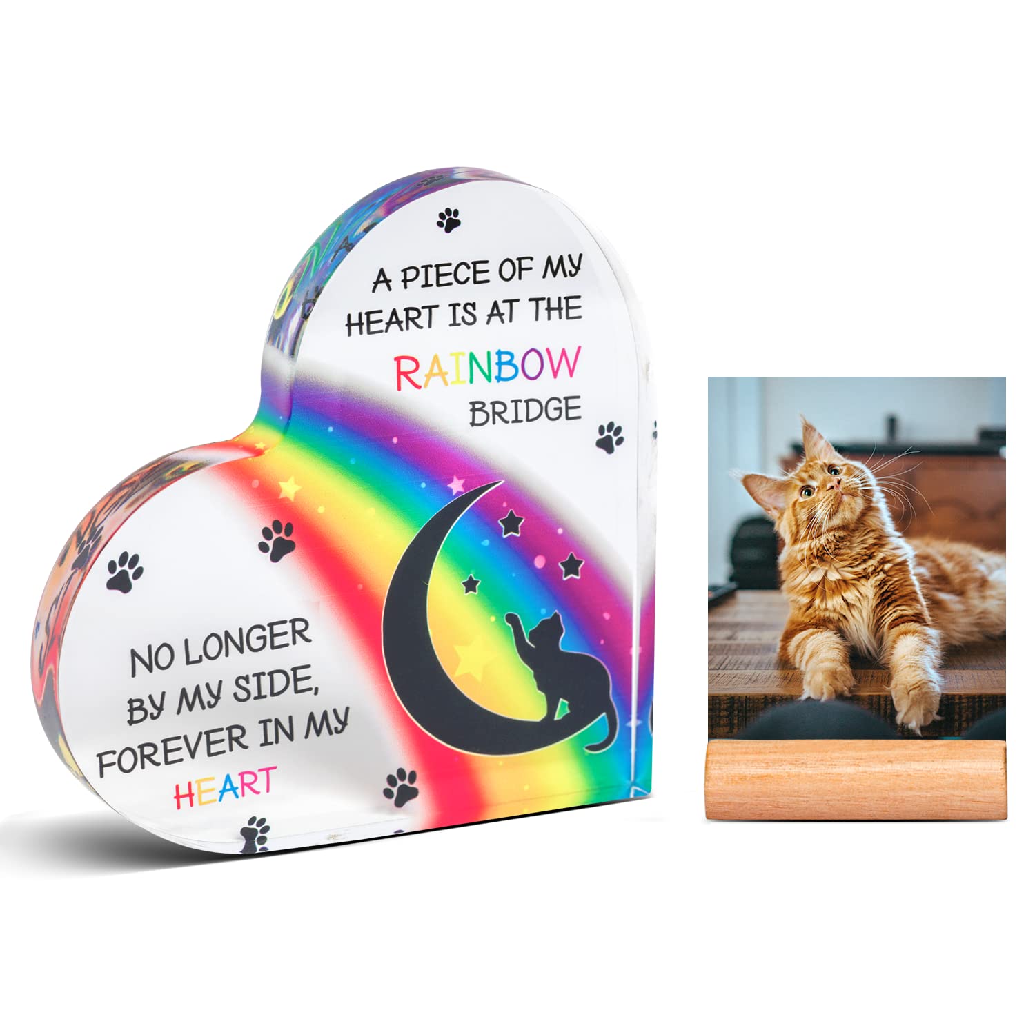thumbnail image 2 of Memorial Plaques For Cat Personalized Rainbow Bridge Cat Memorial Gifts For Loss Of Cat In Memory Of Cat Night Lights Pet Loss Gifts Custom Plaque 2 of 10