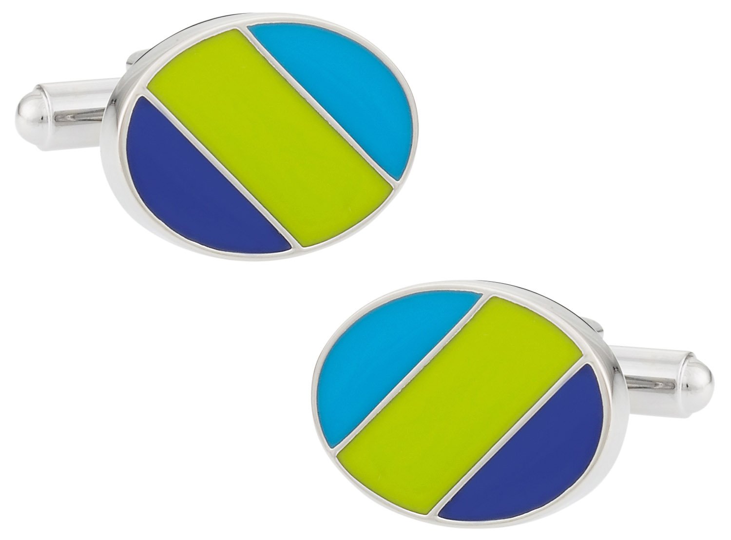 Elegante smalto verde e blu ovale gemelli da Cuff-Daddy