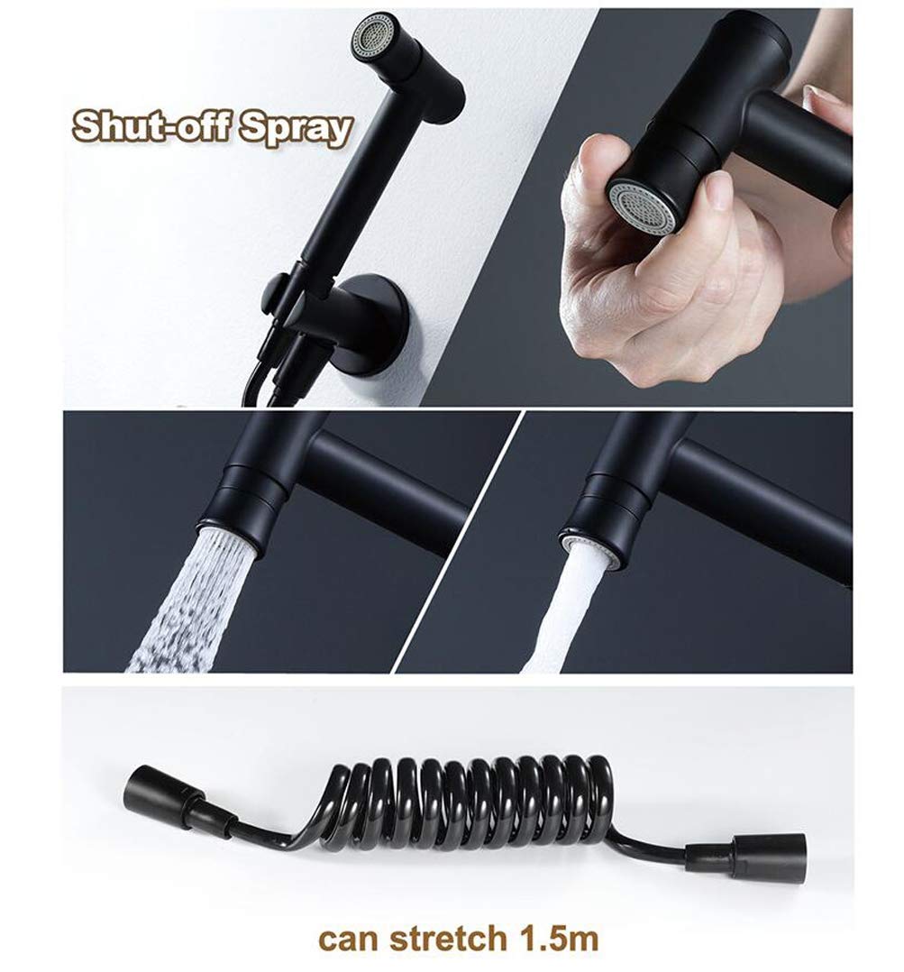 Sistema Doccia, Set di rubinetti per Doccia da Bagno Neri a Parete Soffione Doccia a Pioggia Ultrasottile Rotondo da 25,4 cm con spruzzatore Portatile e Pistola a spruzzo, Set Doccia di Lusso