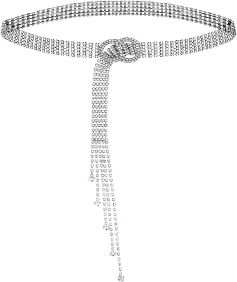 YUNAI Crystal Belt Chain Women Rhinestone Metal Sparkle Diamond Waist Body Link Belt for Dress Outfit Party Dress