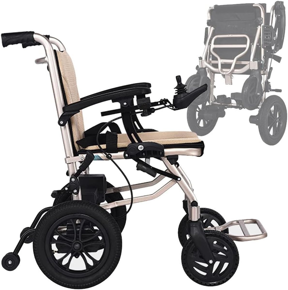 DaoGeSir Sedie A Rotelle Elettriche Pieghevoli per Adulti Anziani Ortopedica Transit Chair di Viaggio Resistente Semoventi Sedia A Rotelle con Braccioli Ribaltabili E Cintura di Sicurezza