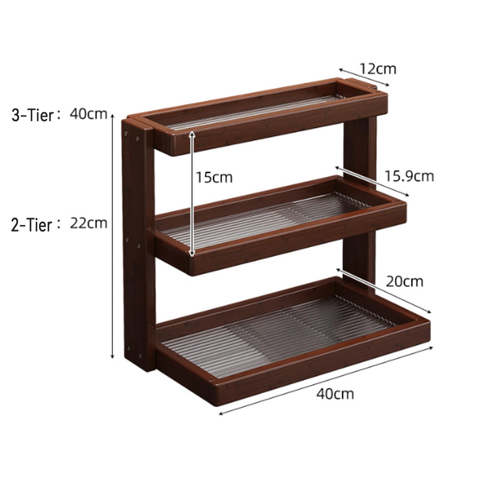 Nizer Kaffeestation aus Walnussholz, 3-stöckiger Becherhalter aus Holz und Küchenthekenregal für Tee, Kaffee, Bar, Zubehör, Matcha-Ständer, Tassen-Display und Gewürz-Aufbewahrungsregal