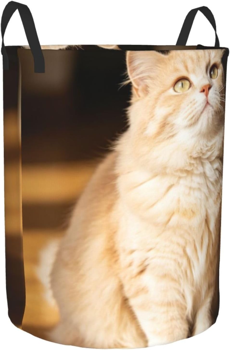 Laundry Hamper Waterproof Storage Bin Organizer with Handles Cream Colored Cat Laundry Basket Collapsible Dirty Clothes Hamper Large Clothes Storage Toy Organization for Bathroom Bedroom Small