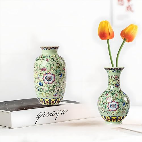 Miniatura 4 de Jarrón pequeño de flores verdes de 6 pulgadas para decoración del hogar, florero de cerámica para flores, florero de begonia