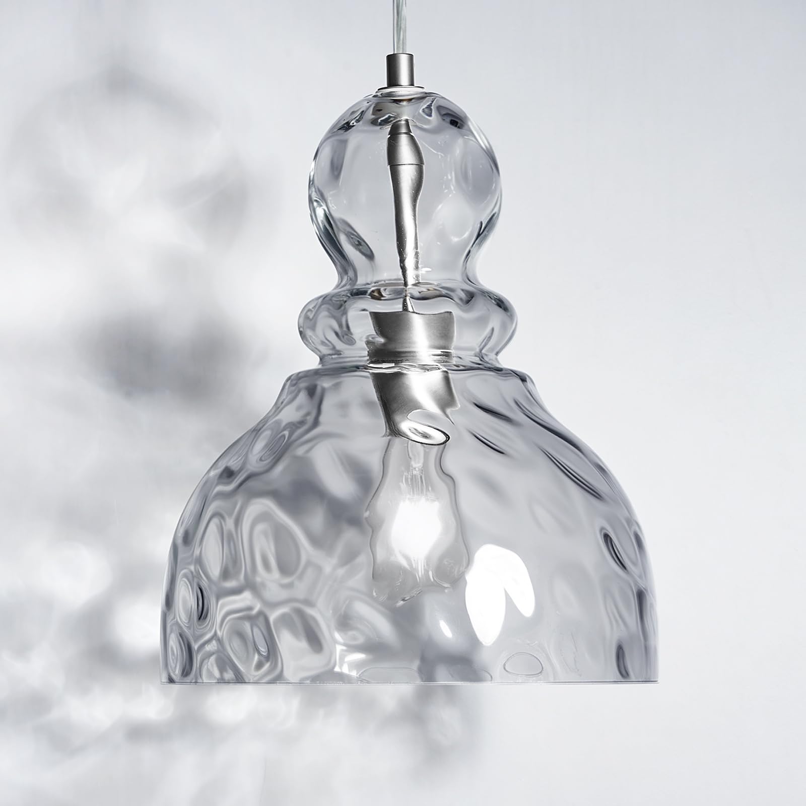 10in Modern Hammered Glass Pendant Light Smoked Grey Kitchen Island Lights