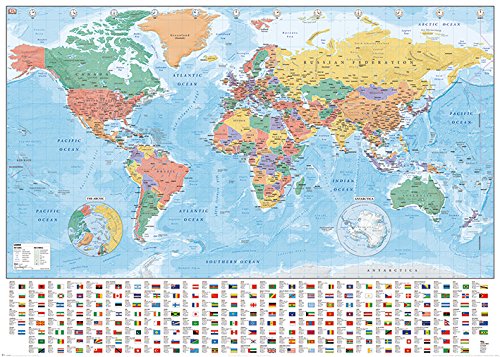 Pyramid International World Map Giant Poster, Multi-Colour, 10 x 140 x 1.3 cm