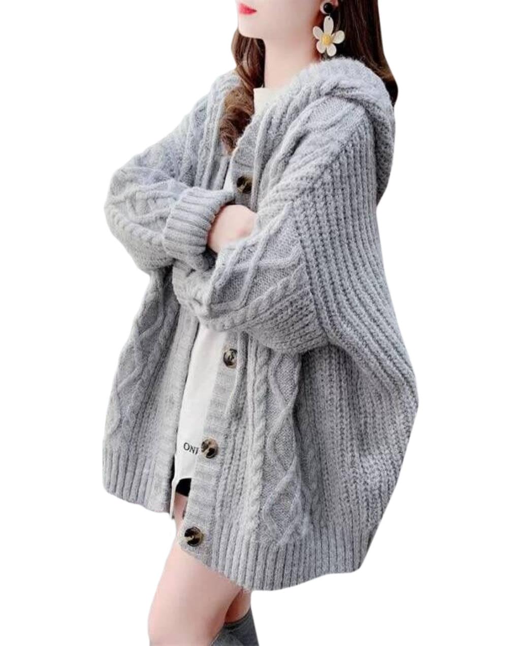 [ＷＭＭＩＮＧ] ニットカーディガン レディース 厚手 フード付き ニットコート ゆったり アウター 大きいサイズ 暖かい カーディガン 羽織り ジャケット 厚手 ケーブル編み 韓国風