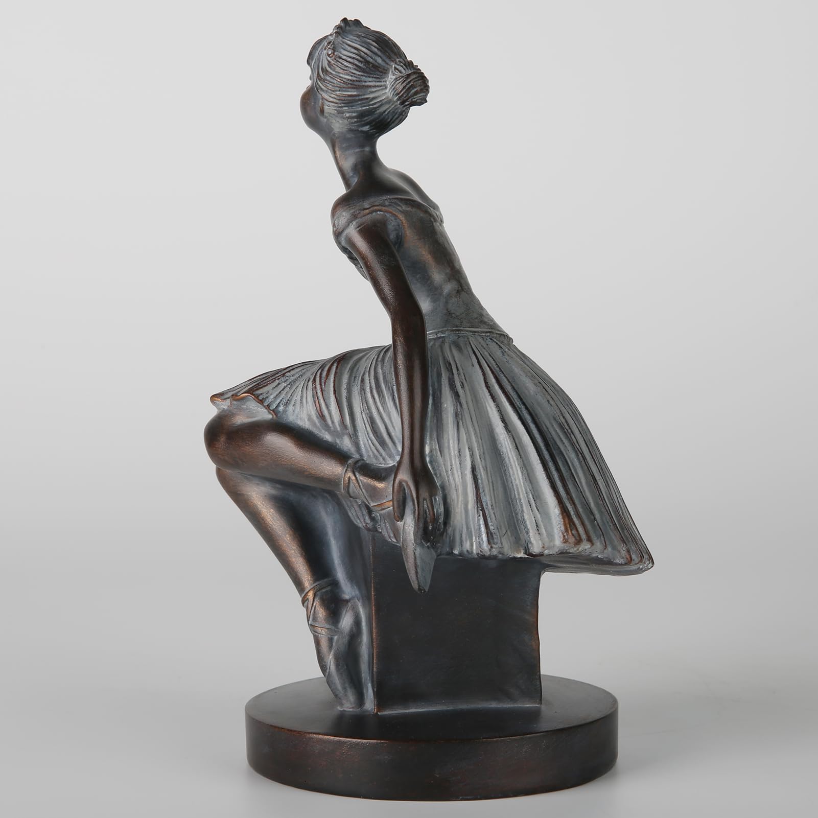 Grace4Joy Figurki baleriny - posągi baleriny żywica wykończenie z brązu rzeźba vintage wystrój domu, ręcznie malowana figurka baletnicy dla tancerza