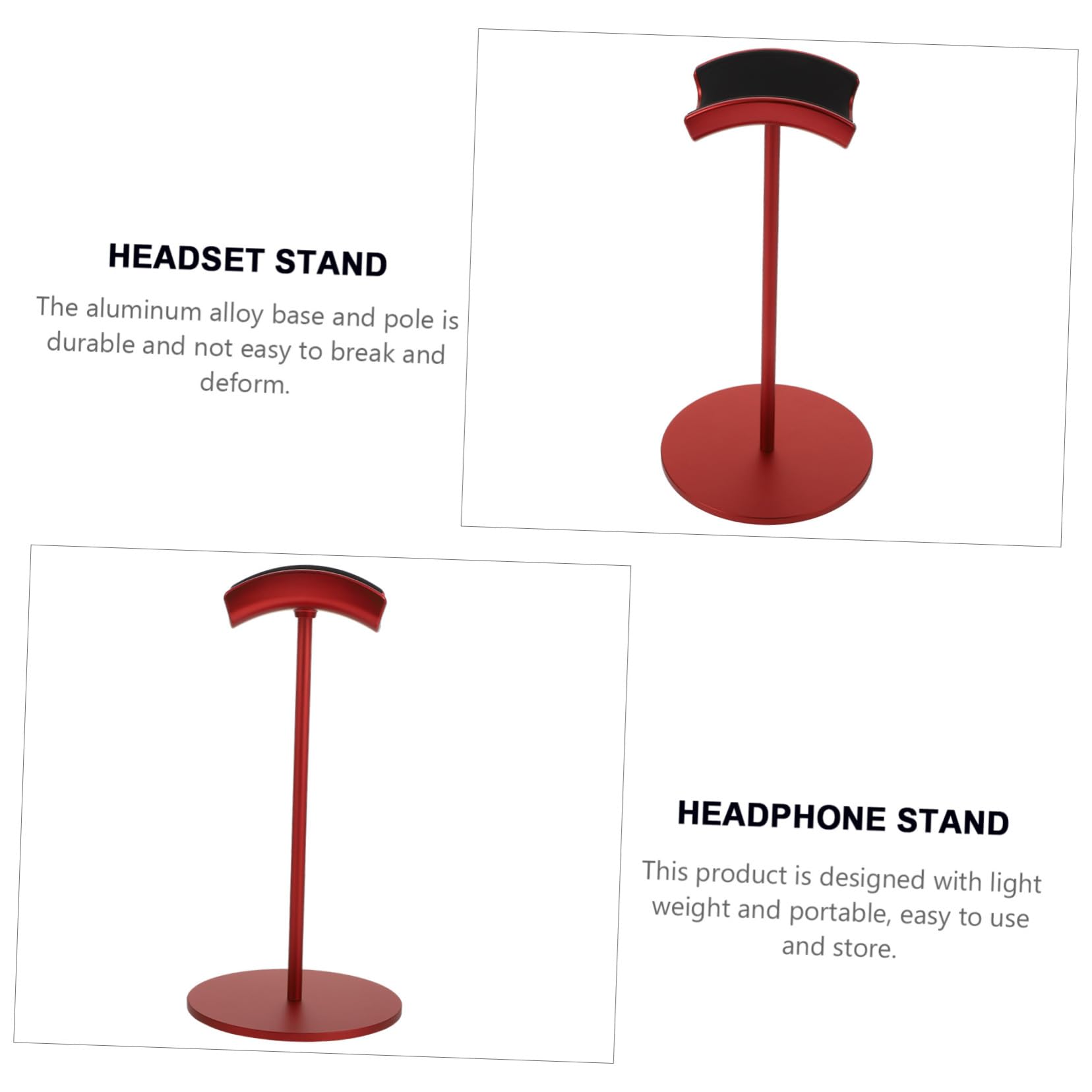 Gatuida Supporto per Cuffie da Scrivania Design Liscio e Curvo Rosso in Lega di Alluminio Organizer per Headset Gaming e Accessori Computer Desktop