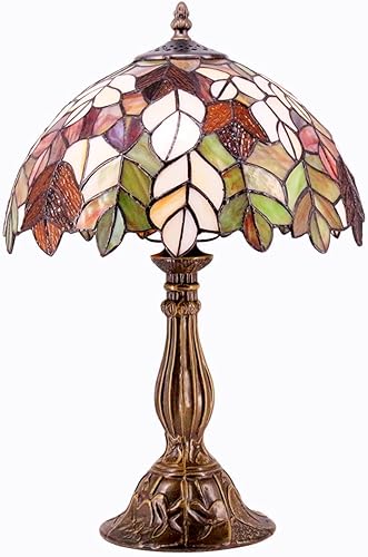 Miniatura 1 de WERFACTORY Tiffany - Lámpara de mesa estilo vidrieras con hojas de arce, lámpara de mesita de noche, luz de lectura de escritorio, 12 x 12 x 18