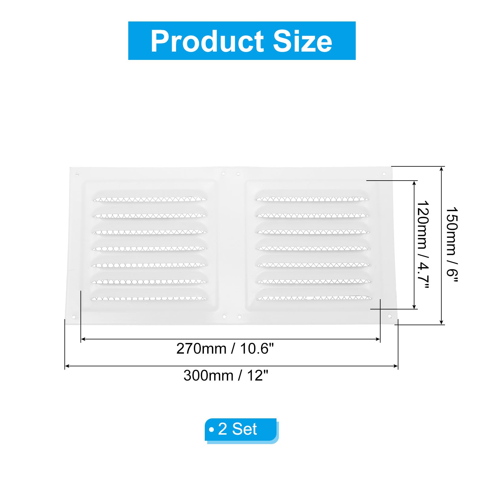 PATIKIL 12"x6" Stainless Steel Gable Vent - Image 2