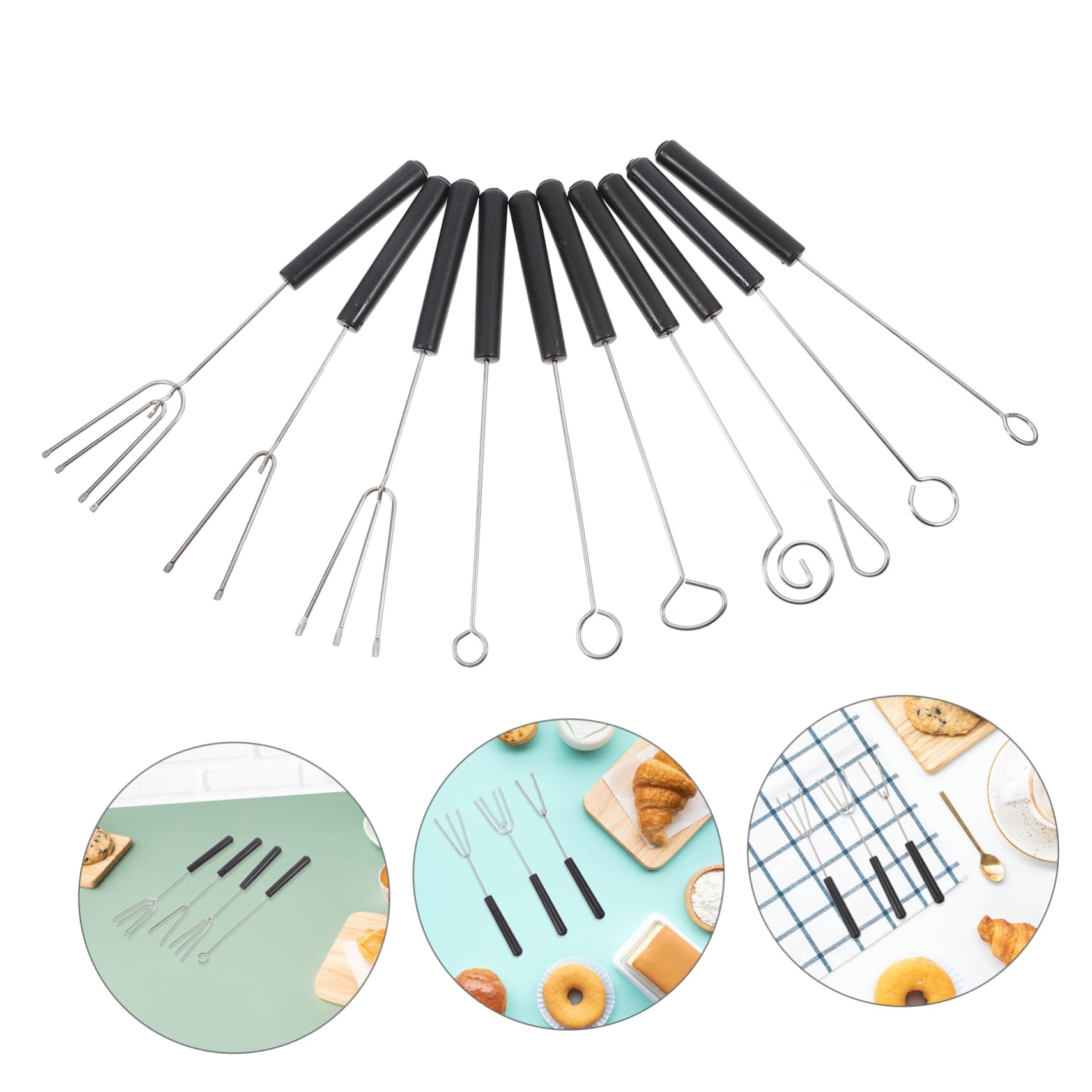 Garneck Dipping Forks for Cheese Fondue 10-piece Stainless Steel Dipping Tools Candy Dipper Fondue Set Perfect for Chocolate and Cheese