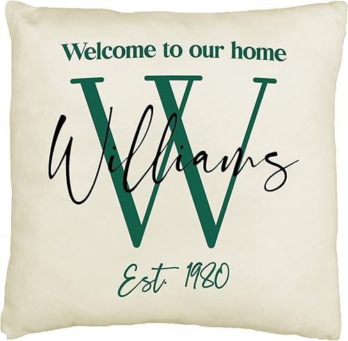 Miniatura 1 de Funda de almohada personalizada de 18 x 18 pulgadas - Fundas de almohada - Almohada personalizada con monograma - Fundas de almohada con nombres -