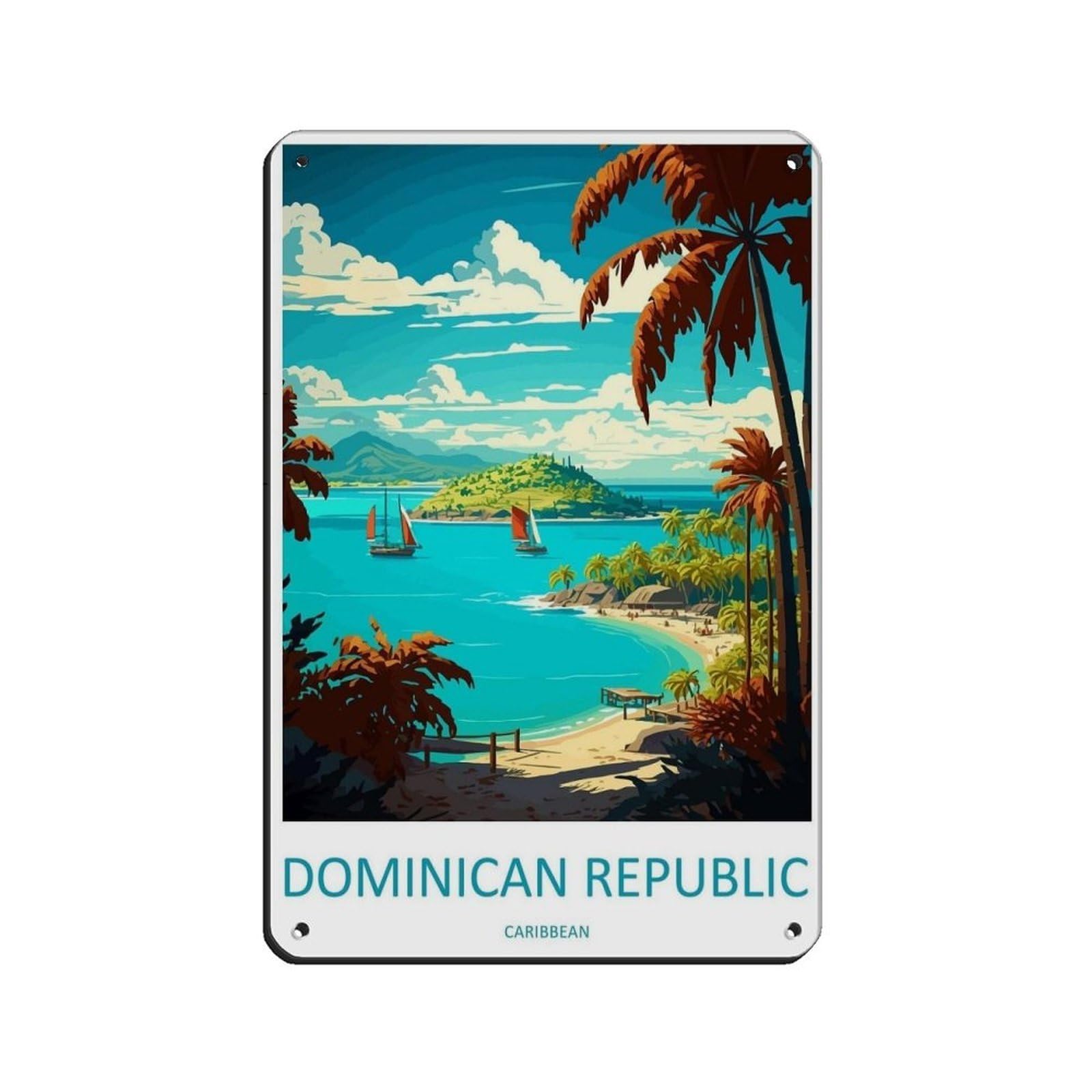 Dominica Travel Art Caribbean Travel (1) Retro Poster Metal Tin Sign Chic Art Retro Iron Painting Bar People Cave Cafe Family Garage Poster Wall Decoration 8x12inch(20x30cm)