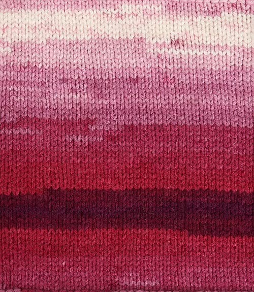 5 x 100 g Wollbiene Batik, 500 g Wool with Colour Gradient, Multicoloured, Knitting Wool, Crochet Wool (5300 Berry, White) - Image 2