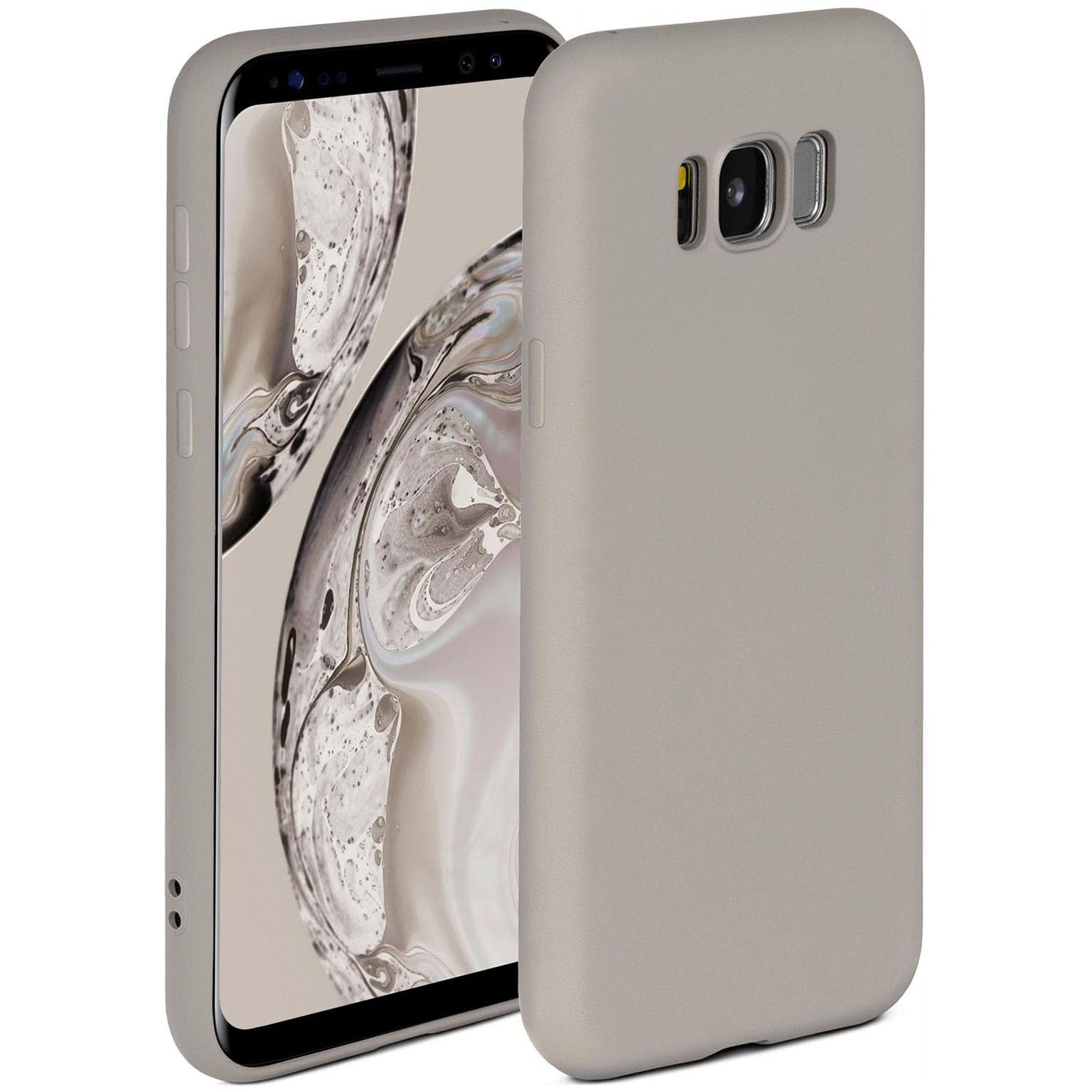 ONEFLOW Soft Case für Samsung Galaxy S8 Hülle aus Silikon – Dual-Layer mit Kameraschutz, Taupe