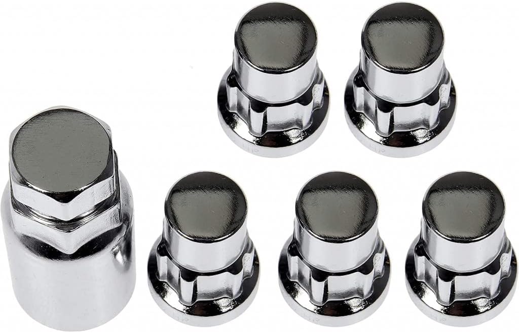 KarParts360 for Ford Mustang 1990-2014 Wheel Lock Set | 4 Pieces | Made of Steel | Bulge Head Style | Chrome Finish | 1/2-20 Thread Size | with Key