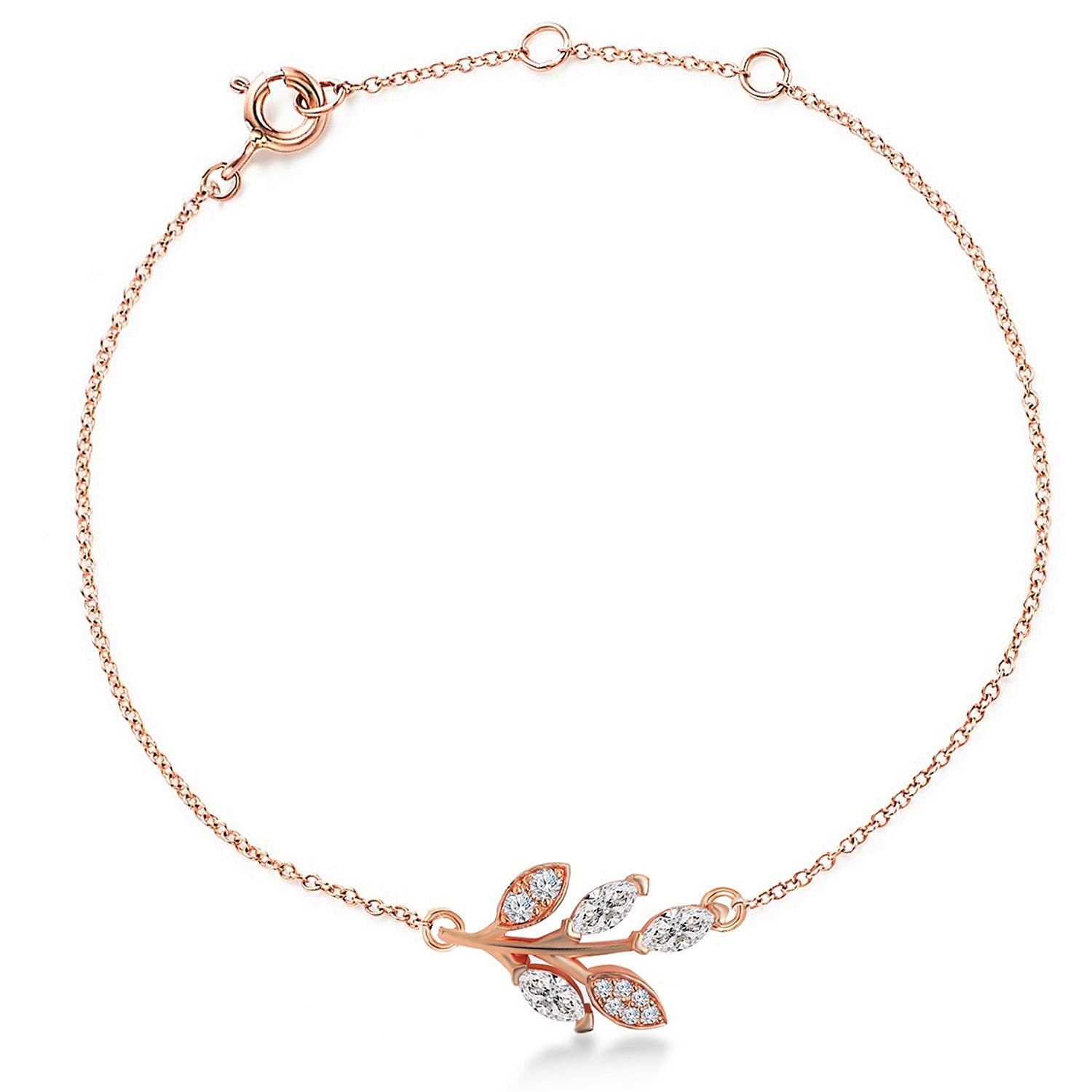 minutiae Vine Shape Pendant Necklace Chain Bracelet And Earring Jewellery Combo Set With Solitaire Crystal Diamond For Women and Girls-picture-35
