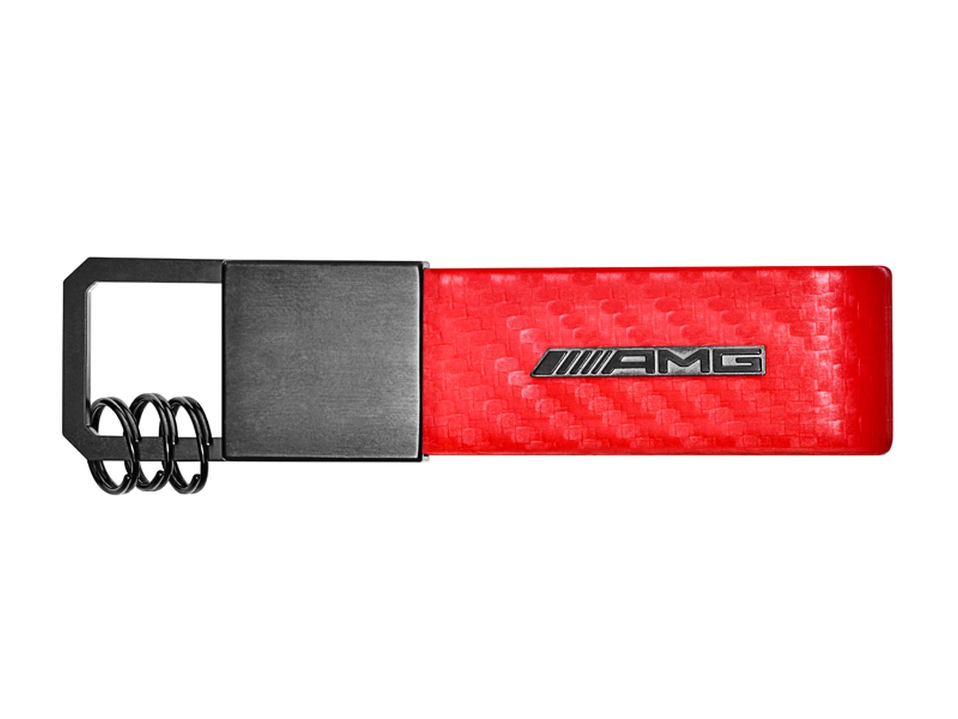 Mercedes-Benz AMG Genuine Carbon Keychain – Silver/Red/Black (Made In Japan)