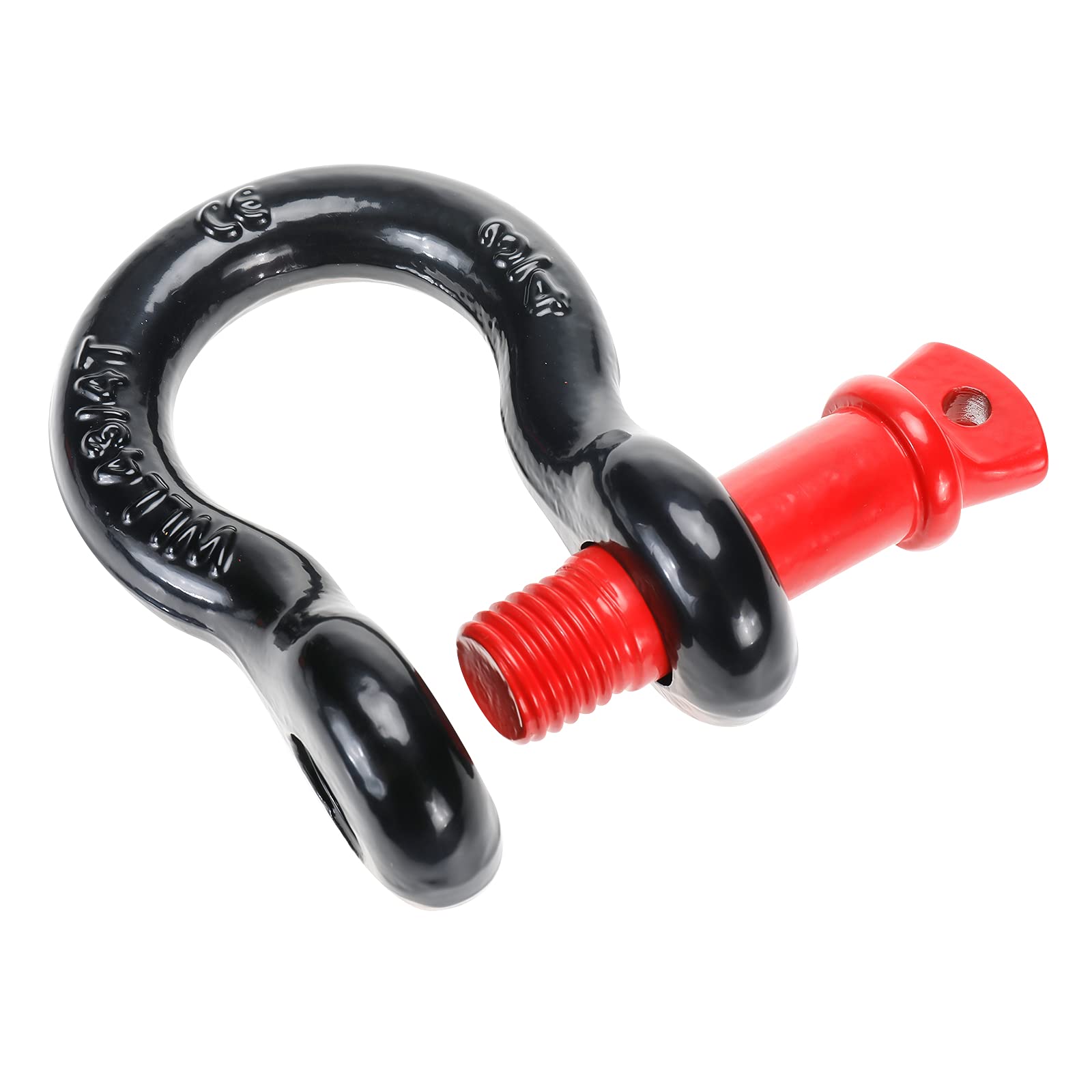 BOOMSTART Manille en Arc Robuste, 4,75 tonnes à vis, Manille en Alliage d'acier de 1,9 cm pour remorquage, Sangle de Levage, camions, camionnettes, Jeeps, véhicules Tout-Terrain, Rouge et Noir