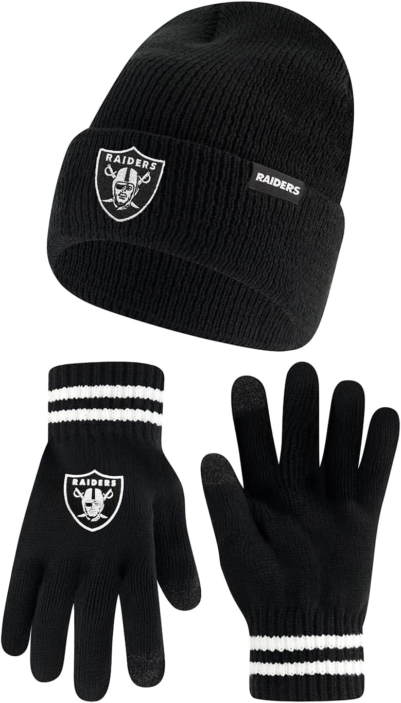 Ultra Game NFL knit beanie with touch-screen gloves