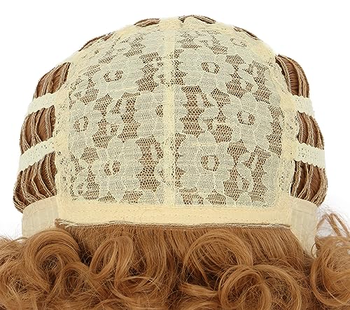 Perruque courte bouclée marron clair la solution parfaite contre les cheveux clairsemés