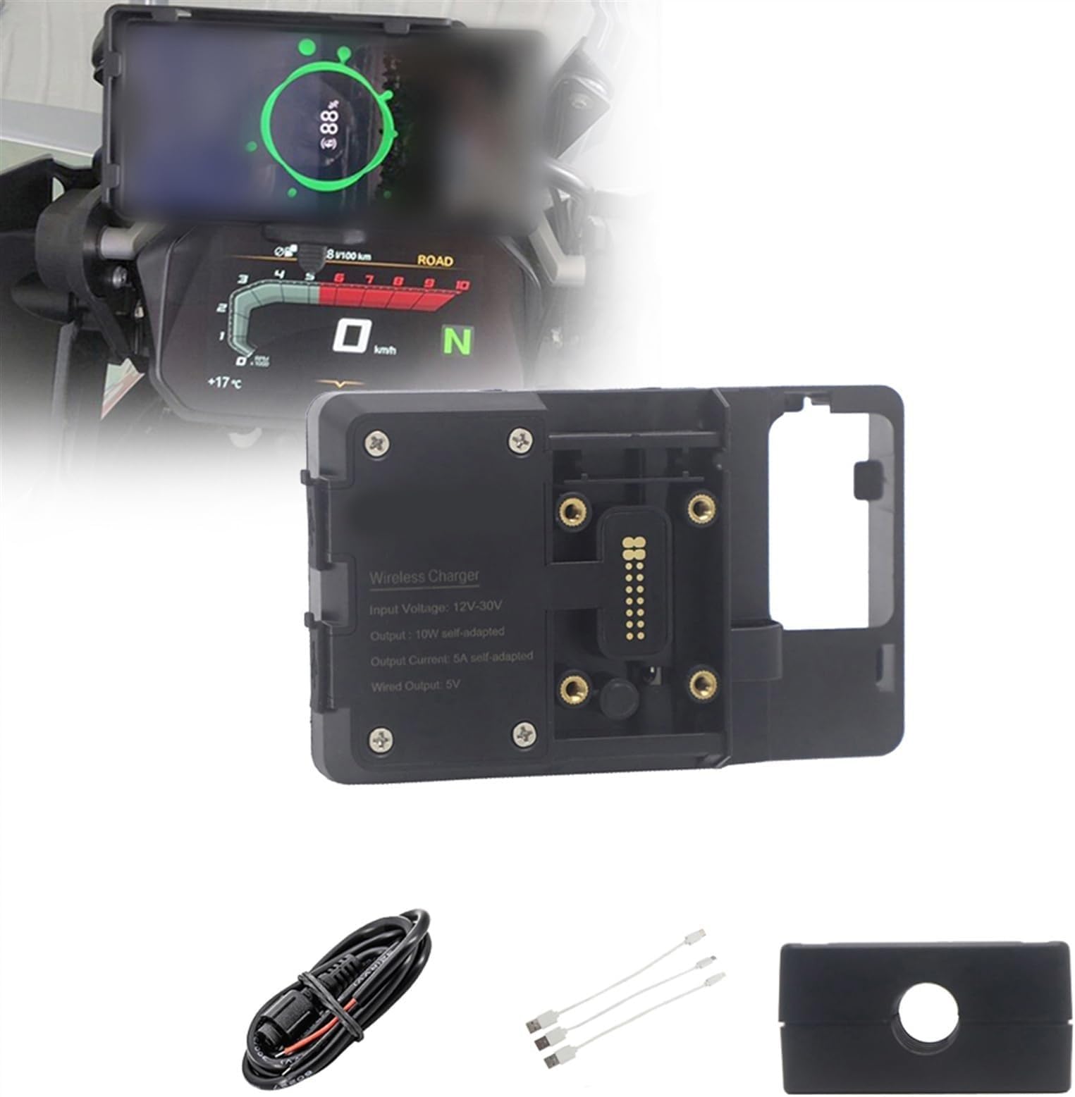 Staffa Navigazione GPS Moto Per B&MW R1200GS LC ADV S1000XR R1200RS R1250GS ADV Supporto Per Cellulare Con Caricabatterie Wireless Per Moto Supporto Per Navigazione USB(Wireless 12mm Clip)